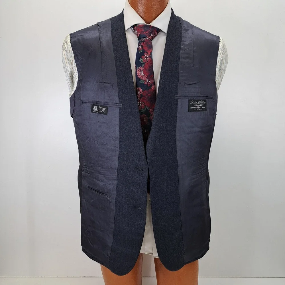 H. Freeman & Son Blue Tweed Blazer Mens 44R Sport Coat Business Career